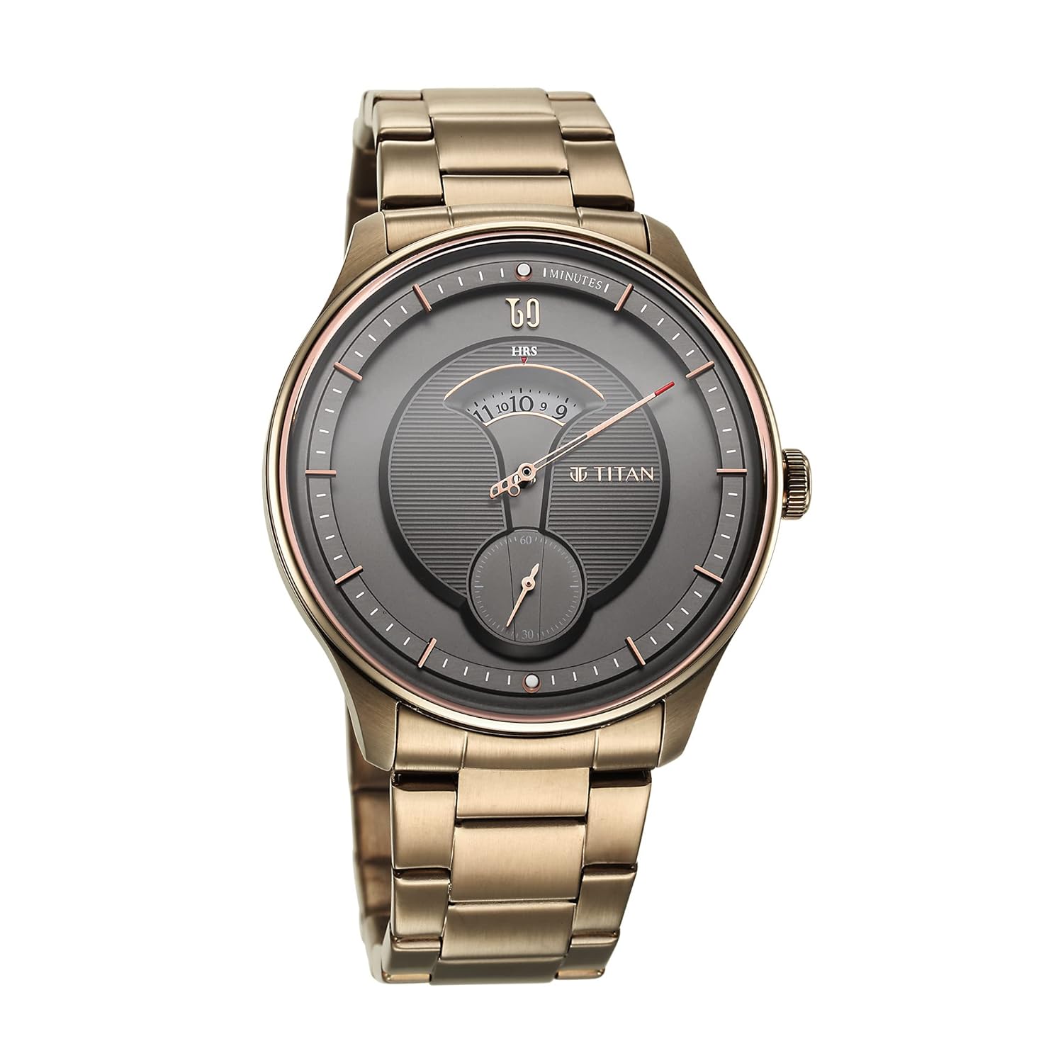 Titan Quartet Quartz Analog Grey Dial Brown Stainless Steel Strap Watch for Men