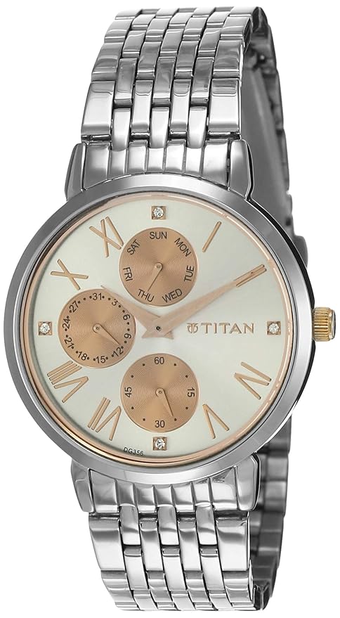 Titan Workwear Rose Gold Dial Women Watch With Stainless Steel Strap