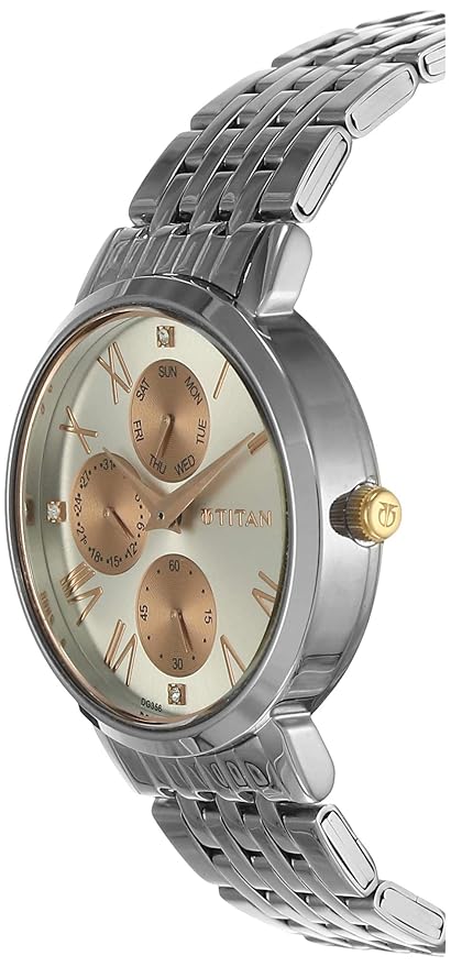 Titan Workwear Rose Gold Dial Women Watch With Stainless Steel Strap