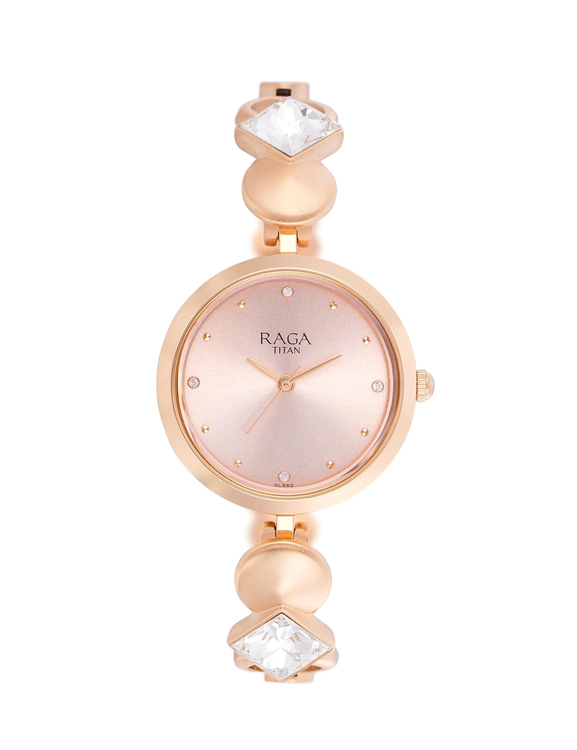 Titan Raga Love All Quartz Analog Pink Dial Rose Gold Metal Strap Watch for Women