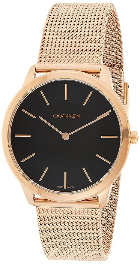 Calvin Klein Analogue Men & Women's Watch (Black Dial Gold Colored Strap)