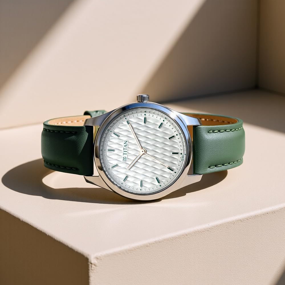 Titan Workwear White Dial Analog Leather Strap watch for Women