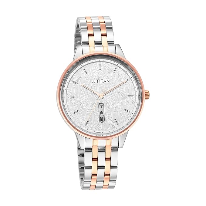 Titan Women's Precision Simplicity Watch: Grey Gradient Dial with Stainless Steel Strap