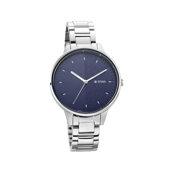 Titan Women's Precision Simplicity Watch: Blue Gradient Dial with Metal Strap