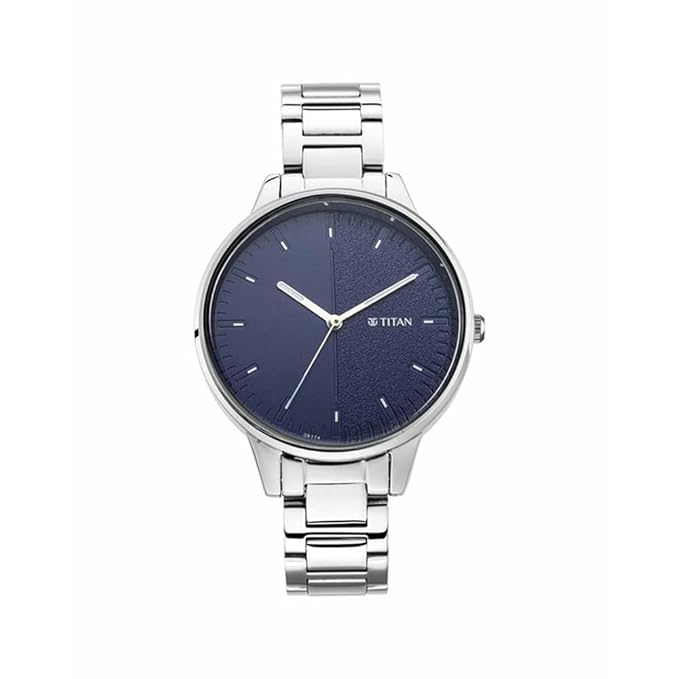 Titan Women's Precision Simplicity Watch: Blue Gradient Dial with Metal Strap