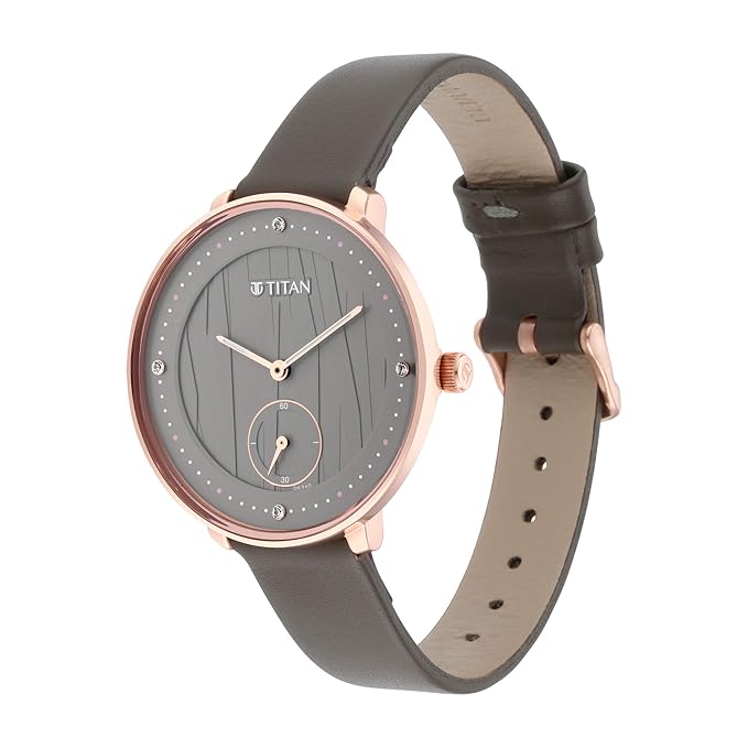 Titan Workwear Black Dial Women Watch With Leather Strap