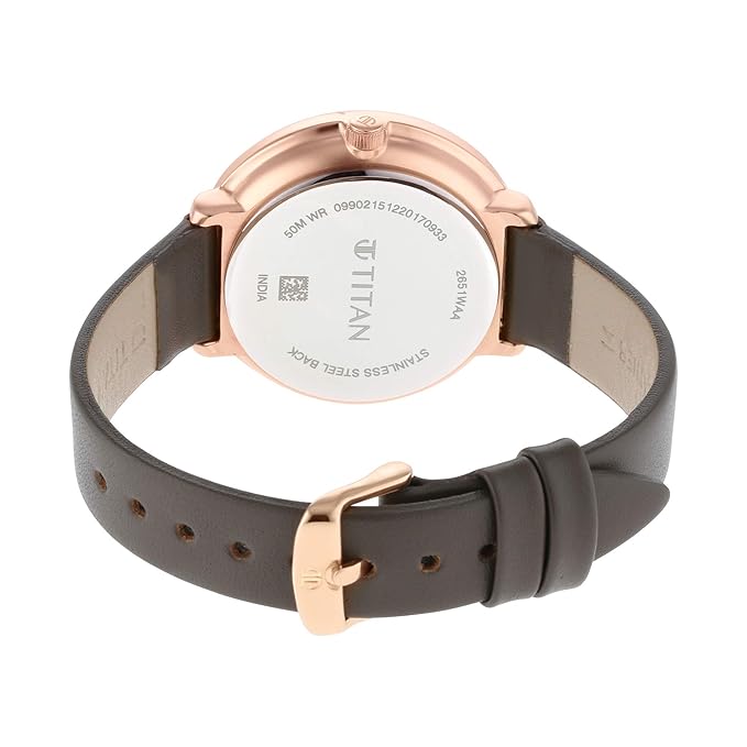 Titan Workwear Black Dial Women Watch With Leather Strap