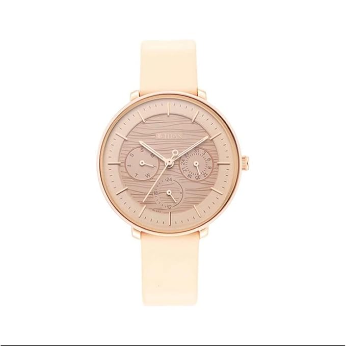 Titan Women's Svelte Rose gold: Multi-Function Watch with Leather Strap