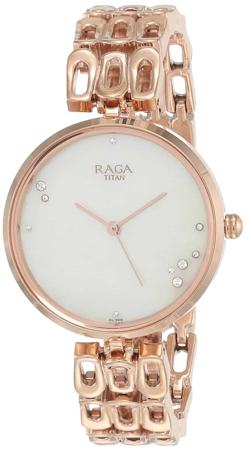 Titan Raga Chic Mother Of Pearl Dial Women Watch With Metal Strap