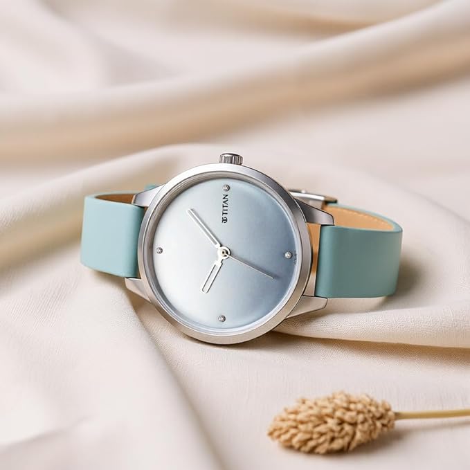 Titan Pastel Dreams Blue Analog Leather Strap watch for Women