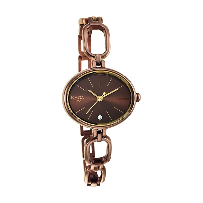 Titan Raga Viva Brown Dial Analog Metal Strap Watch for Women