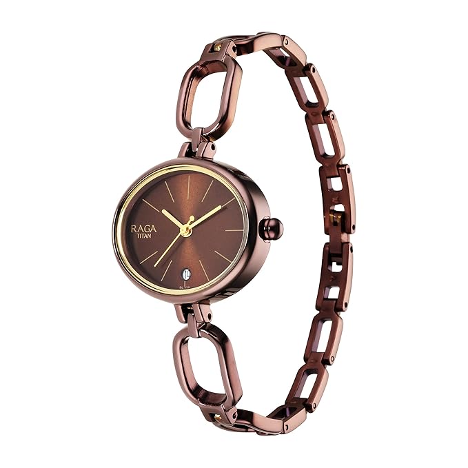 Titan Raga Viva Brown Dial Analog Metal Strap Watch for Women