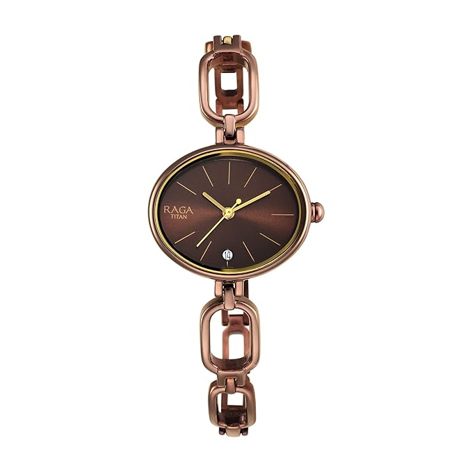 Titan Raga Viva Brown Dial Analog Metal Strap Watch for Women