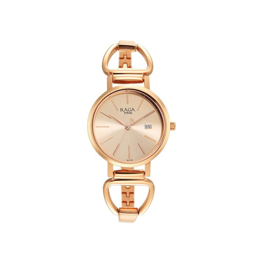 Titan Rose Gold Dial Quartz Analog with Date Watch for Women