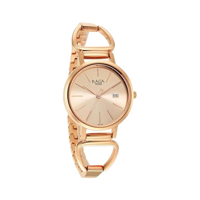 Titan Rose Gold Dial Quartz Analog with Date Watch for Women