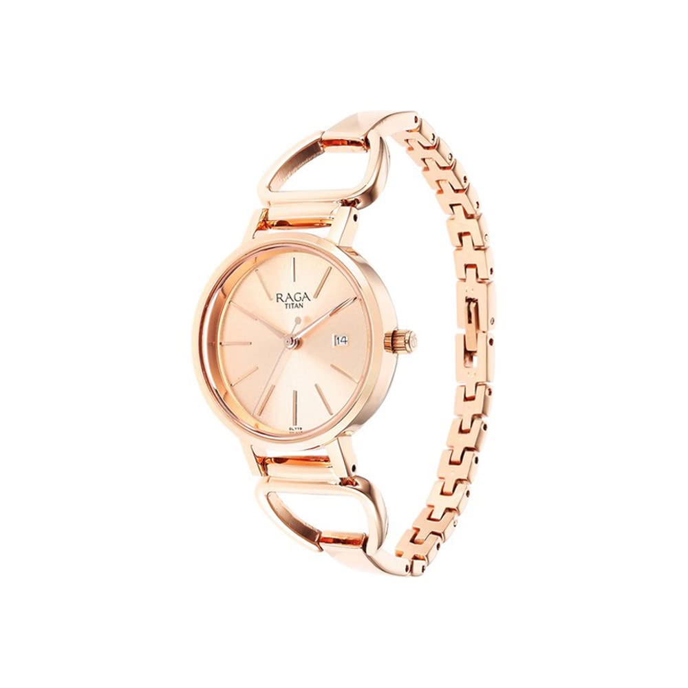 Titan Rose Gold Dial Quartz Analog with Date Watch for Women