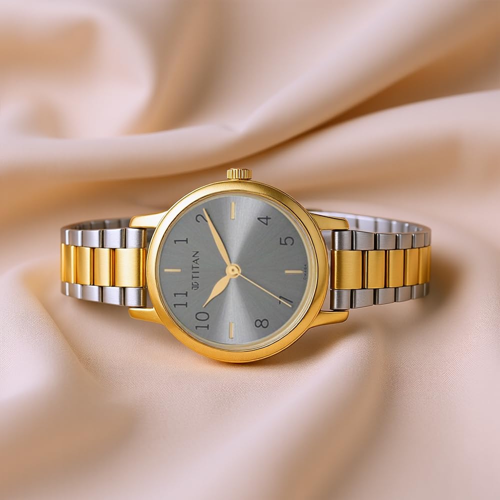 Titan Karishma Grey Dial Analog Stainless Steel Strap watch for Women