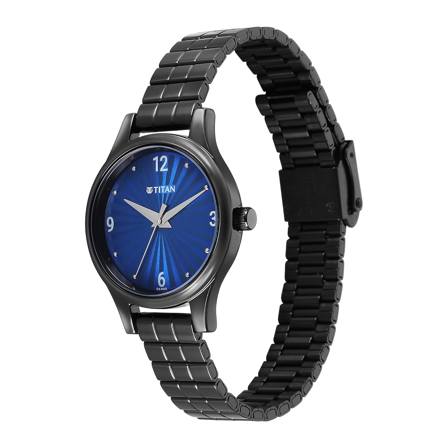 Titan Karishma Quartz Analog Blue Dial Black Stainless Steel Strap Watch For Women