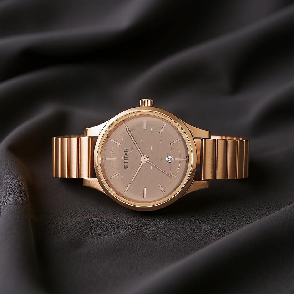 Titan Karishma Brown Dial Metal Strap Watch for Women