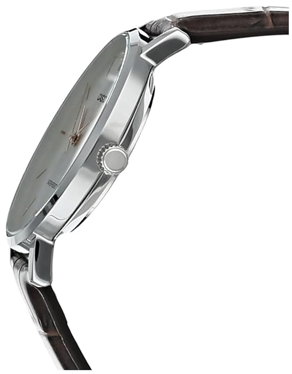Casio MTP-VT01L-7B2 Men's Minimalistic Silver Dial Brown Leather Band Analog Watch
