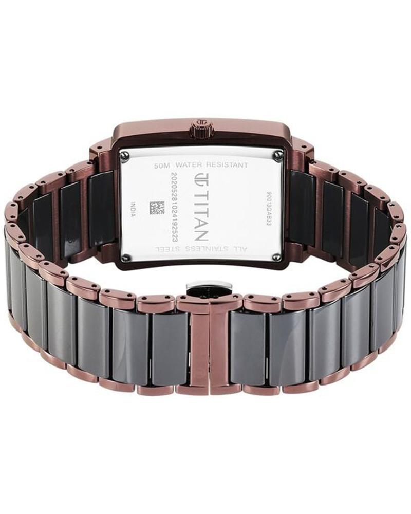 Titan Regalia Shaped Ceramic Quartz Analog with Date Black Dial Steel & Ceramic Strap Watch For Men