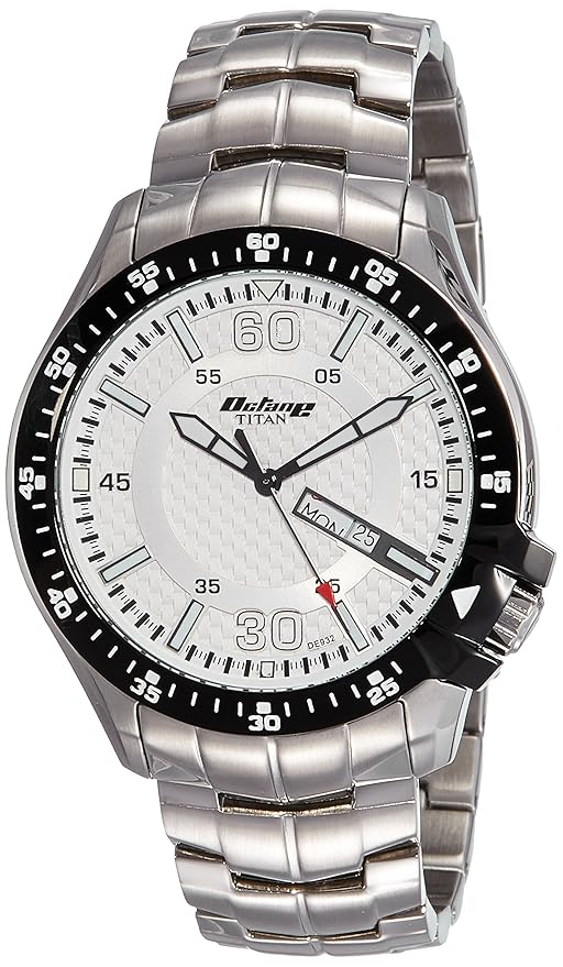 Titan White Dial Analog with Day and Date Stainless Steel Strap watch for Men