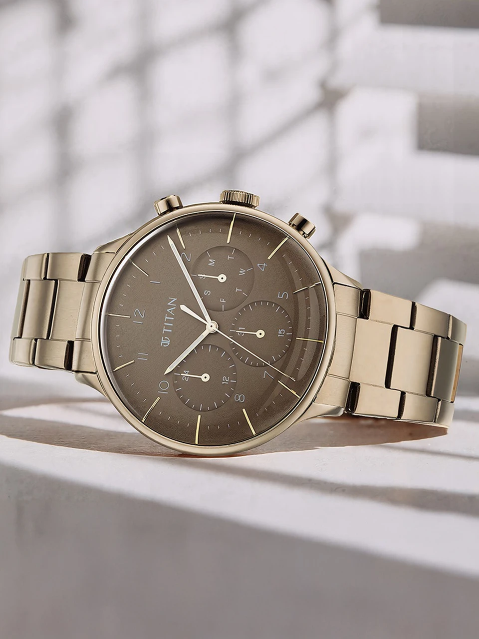 Titan Urban Magic Brown Dial Multial Stainless Steel Strap watch for Men