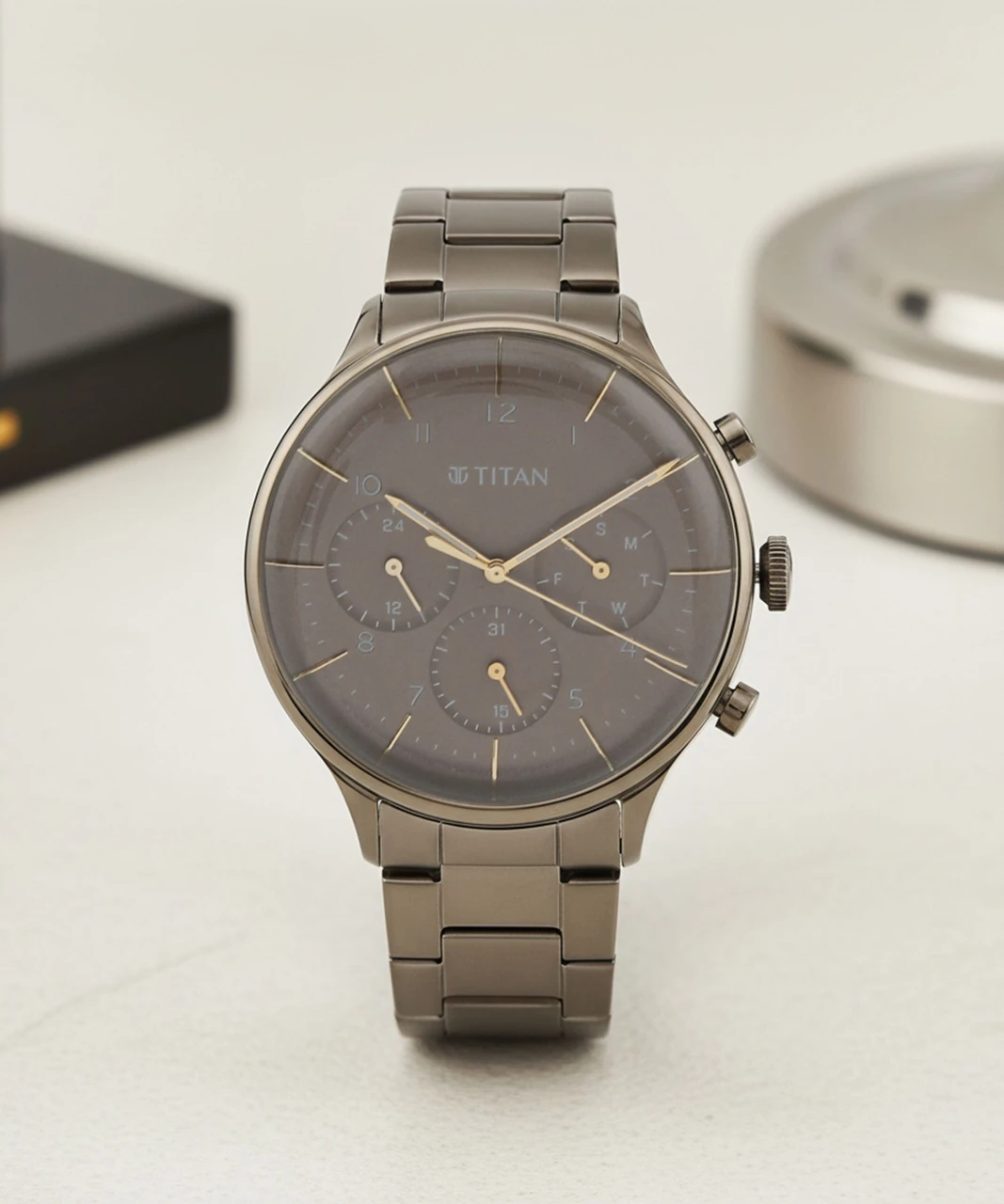 Titan Urban Magic Brown Dial Multial Stainless Steel Strap watch for Men