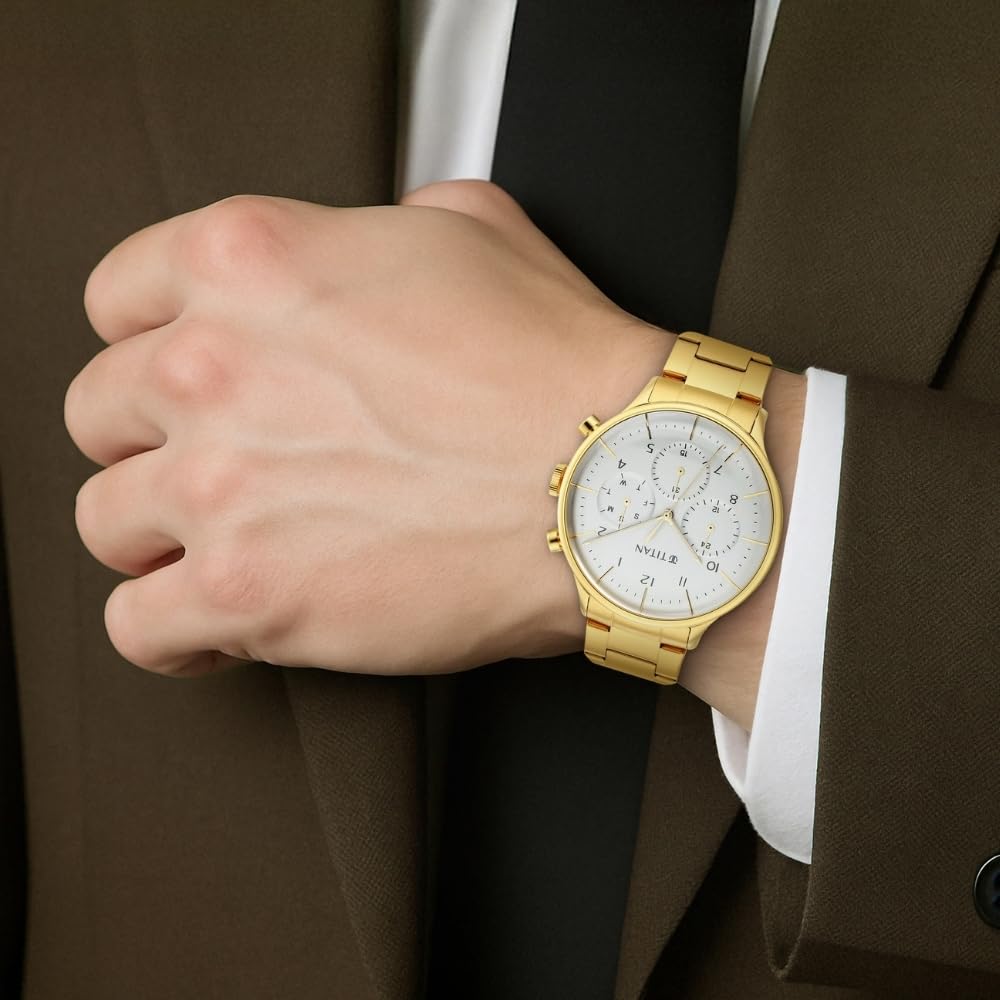 Titan Urban Magic Silver Dial Quartz Multifunction Stainless Steel Strap watch for Men