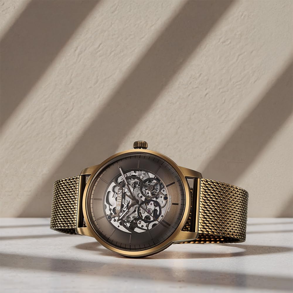 Titan Automatic Color Upgrade Green Dial Green Stainless Steel Strap Watch For Men