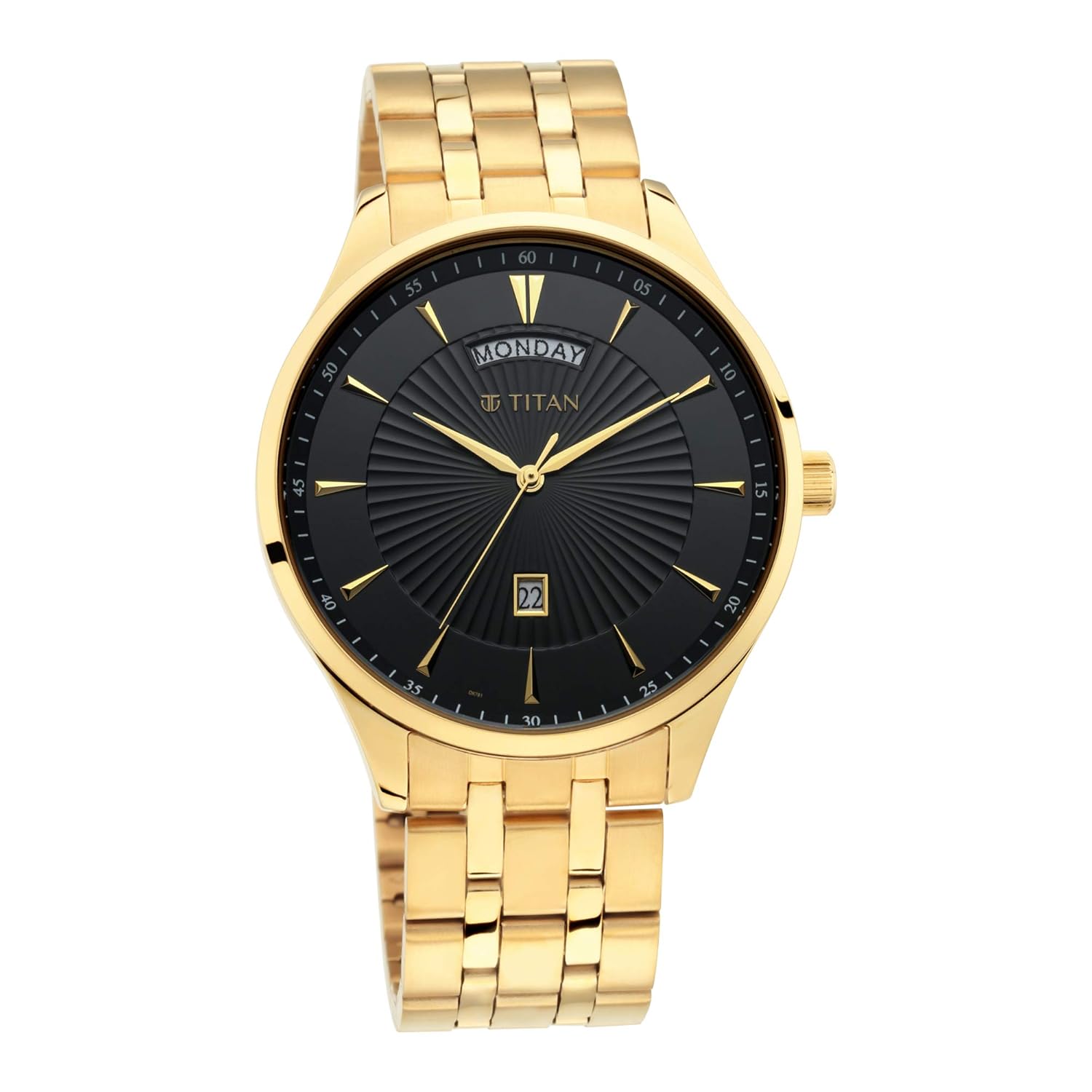Titan Regalia Opulent Black Dial Analog with Day and Date Stainless Steel Strap watch for Men