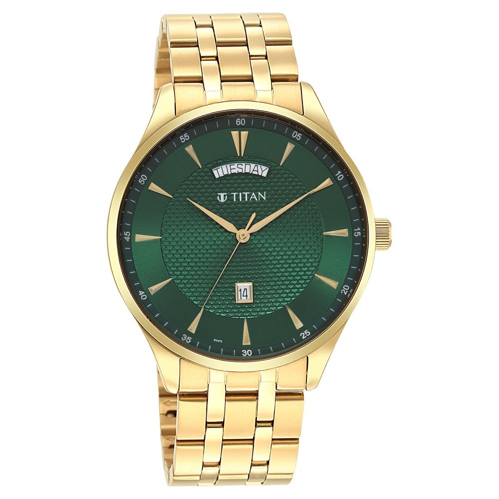 Titan Opulent Green Dial Analog Stainless Steel Strap watch for Men