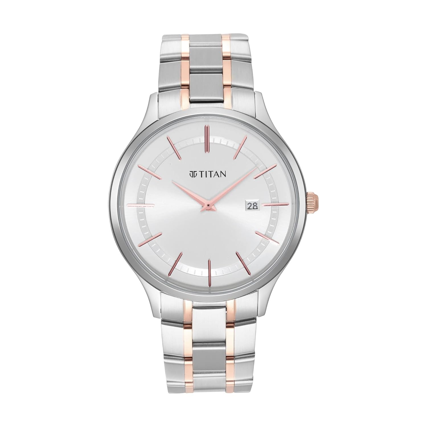 Titan Classique Slimline Silver Dial Analog with Date Stainless Steel Strap watch for Men