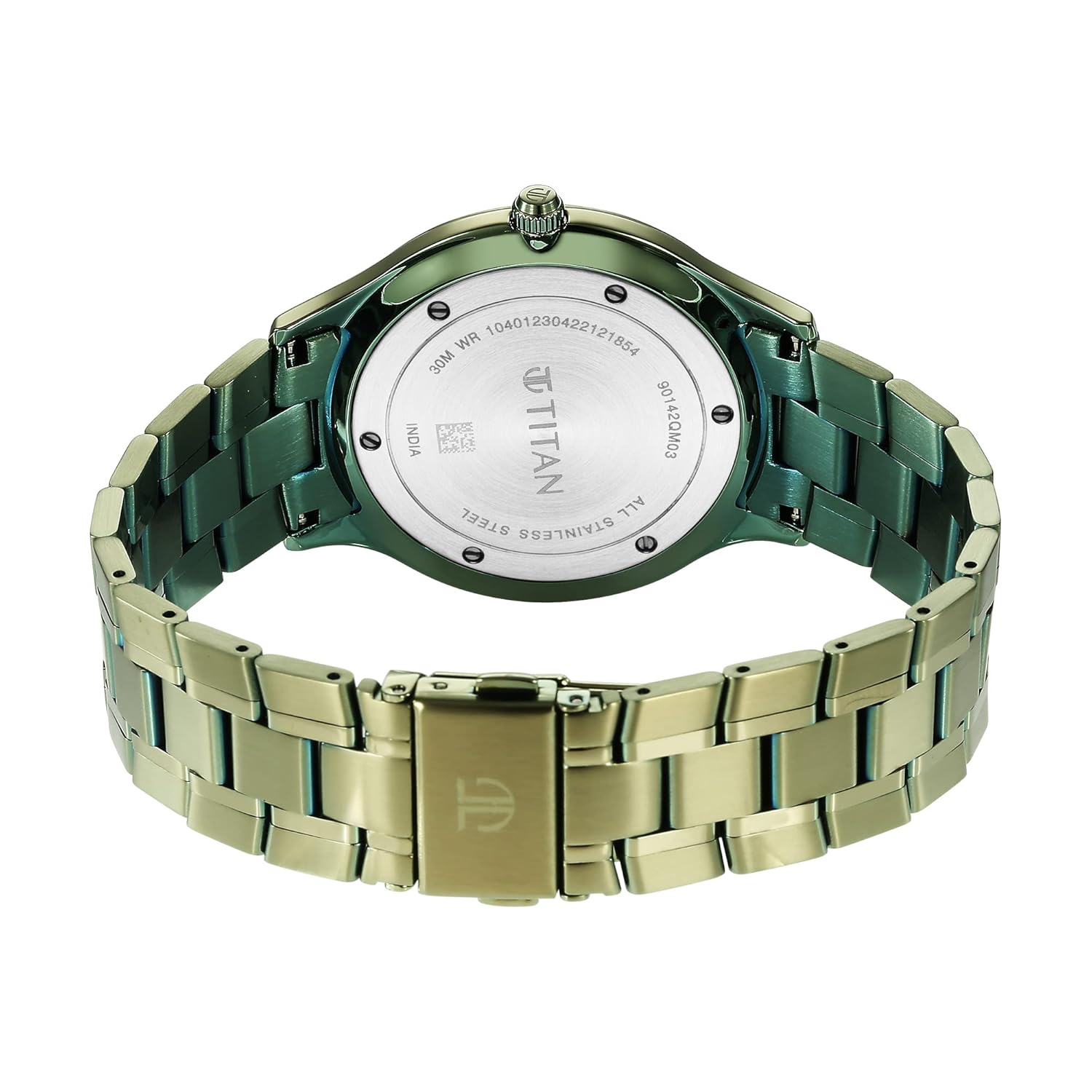 Titan Classique Slimline Green Dial Analog with Day and Date Stainless Steel Strap watch for Men