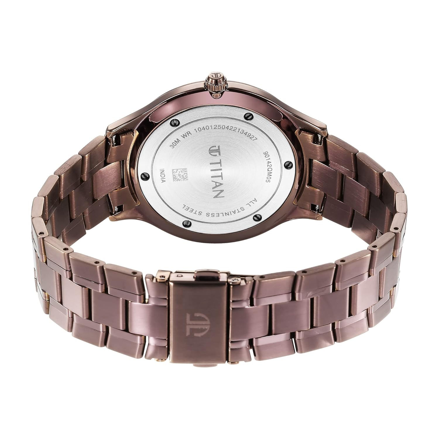 Titan Classique Slimline Brown Dial Analog with Day and Date Stainless Steel Strap Watch for Men