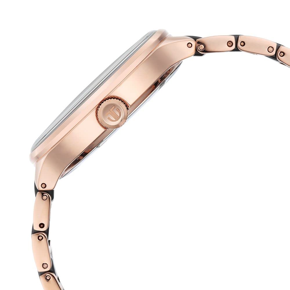 Titan Ceramic Fusion Quartz Multifunction Black Dial Rose Gold Dual-Toned Stainless Steel Bracelet Watch for Men