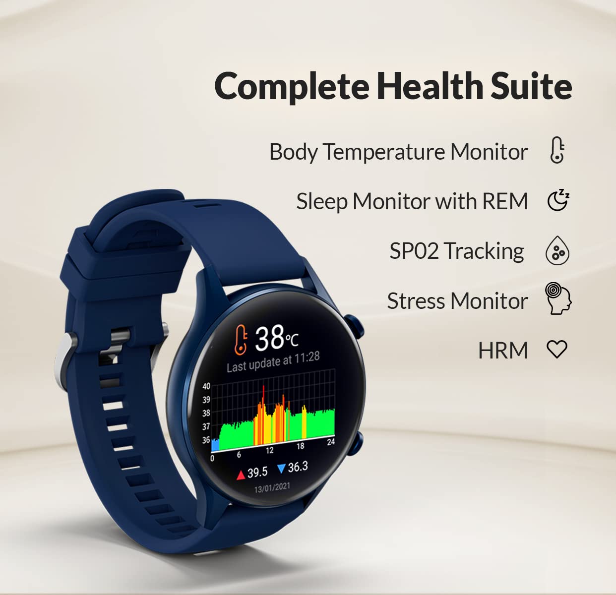 Titan Smart Pro Smartwatch with AMOLED Display,GPS,Temperature,Stress & Sleep Monitor,Multisport Tracker,SpO2,Women Health Monitor,5 ATM Water Resistance & Upto 14 Days Battery life