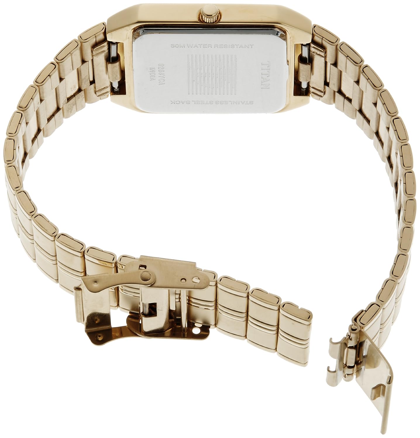 Titan Rectangle White Dial Analog with Date Metal Strap Watch for Men