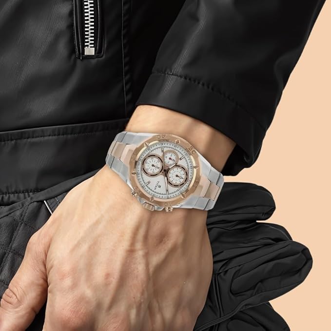 Titan Regallia Rose Gold Chronograph Stainless Steel Strap Watch for Men