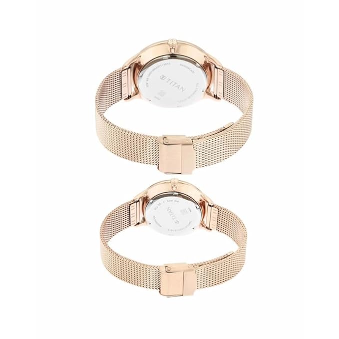 Titan Quartz Multifunction White Dial Stainless Steel Strap Watch for Couple