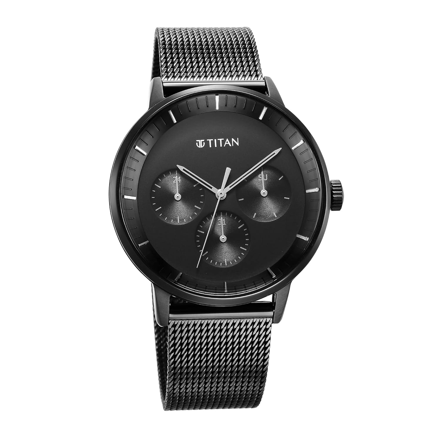 Titan Modern Classics Black Dial Quartz Multifunction Stainless Steel Strap watch for Men
