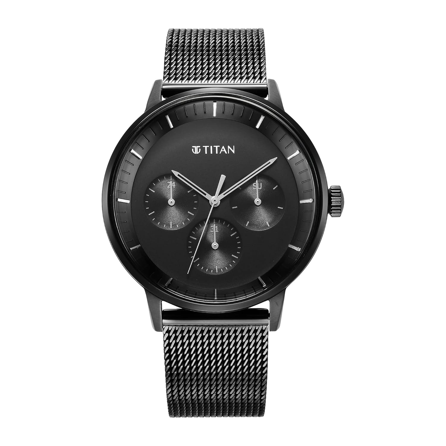 Titan Modern Classics Black Dial Quartz Multifunction Stainless Steel Strap watch for Men