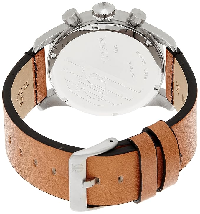 Titan Chronograph Black Dial Quartz Leather Strap watch for Men