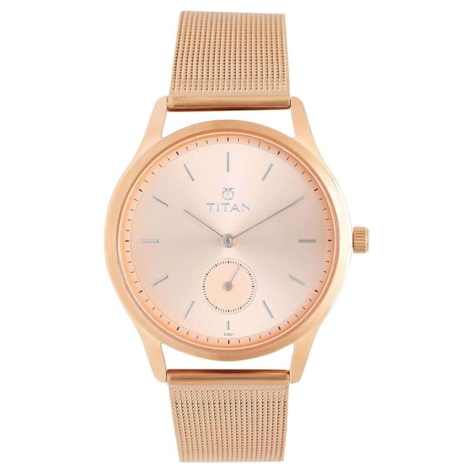Titan Workwear Rose Gold Dial Analog Metal Strap watch for Women