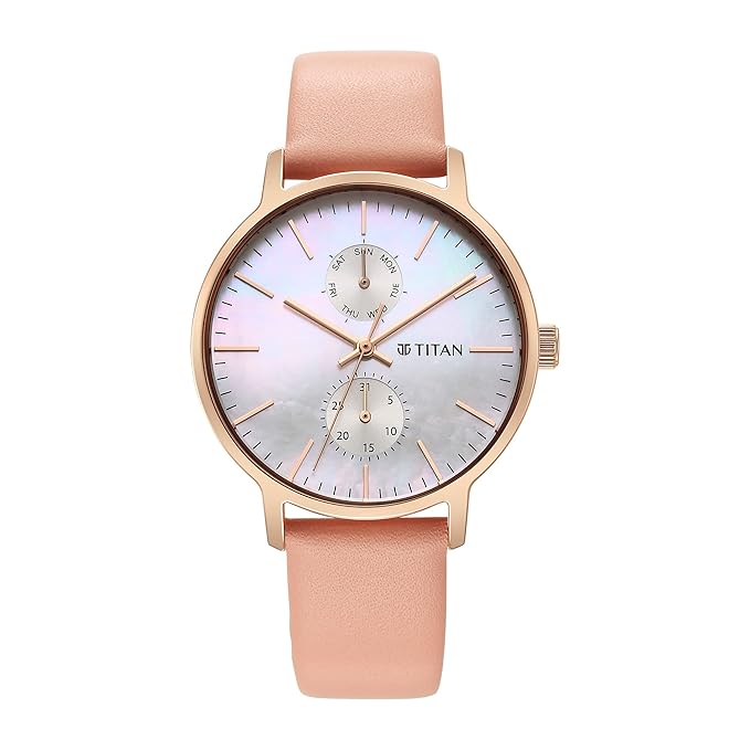 Titan Workwear Slimline Mother Of Pearl Dial Analog Leather Strap Watch for Women