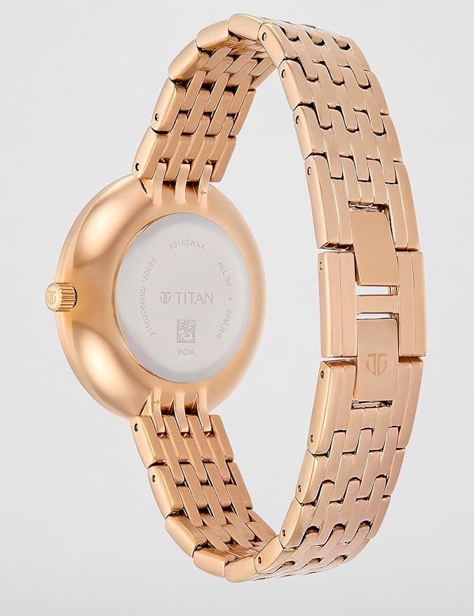 Titan Purple Unending Beauty Rose Gold Dial Women Watch With Stainless Steel Strap