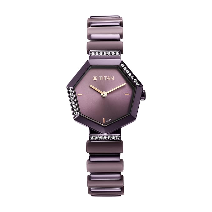 Glitz Purple Dial Metal & Plastic Strap Watch for Women