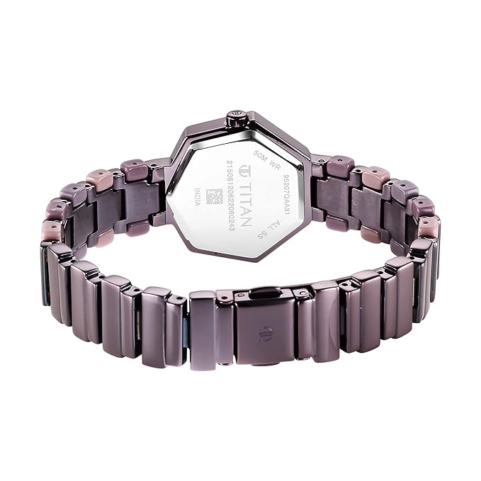 Glitz Purple Dial Metal & Plastic Strap Watch for Women