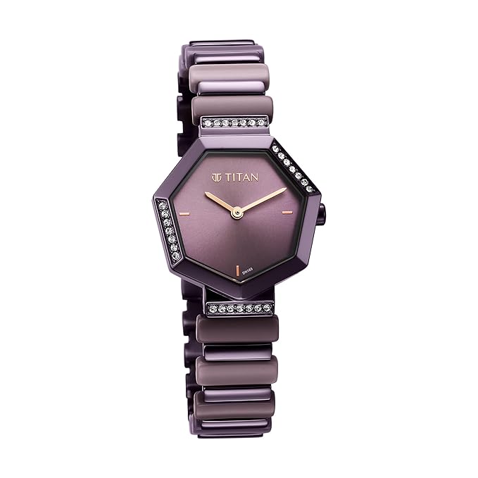 Glitz Purple Dial Metal & Plastic Strap Watch for Women