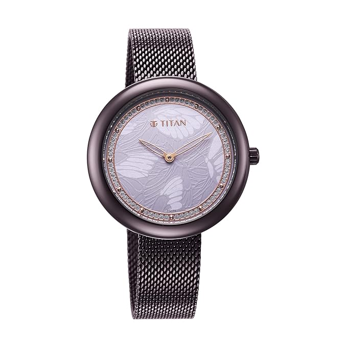 Glitz Purple Dial Stainless Steel Strap Watch for Women